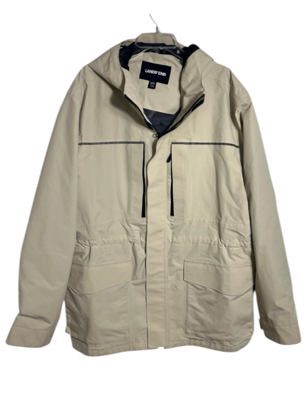 Lands' End Men's Beige Squall Waterproof Hooded Jacket XXL (50-52) Gorpcore